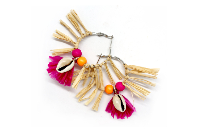 Boucles d'oreilles Ethniques - Raphia et fibres naturelles pour vos créations - 10doigts.fr