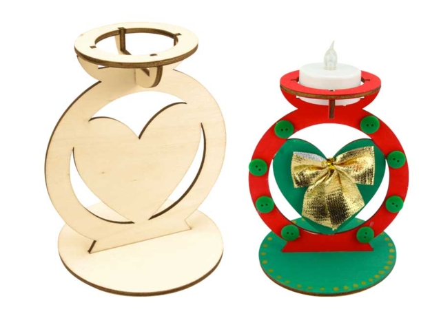 bougeoir coeur noel - Bougeoirs en bois - 10doigts.fr