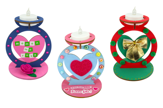 bougeoir en bois cadre coeur - Bougeoirs en bois - 10doigts.fr
