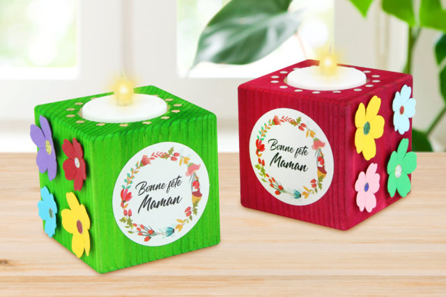 Bougeoir fête des mères - Strass autocollants - 10doigts.fr