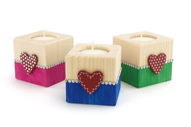 bougeoir fête des mères DIY - Bougeoirs en bois - 10doigts.fr