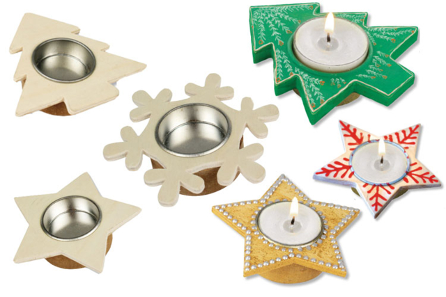 bougeoirs de noël - Bougeoirs en bois - 10doigts.fr
