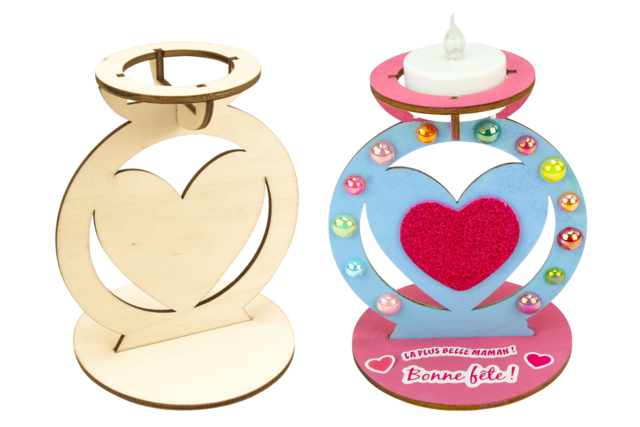 bougeoirs en bois forme coeur - Bougeoirs en bois - 10doigts.fr