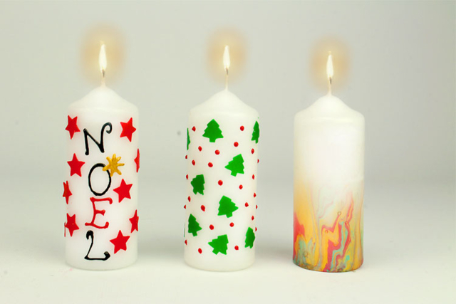 bougie décorée à la cire - Cires pour bougies - 10doigts.fr