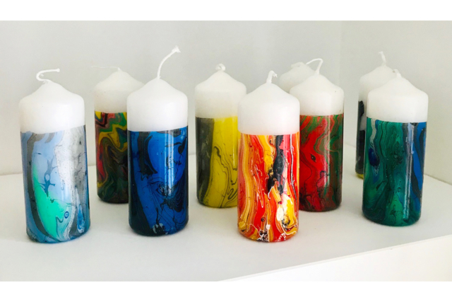 bougie peinture marbling - Peinture marbling - 10doigts.fr
