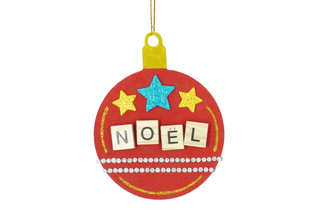 boule lettres scrabble noel - Décorations de Noël en bois à décorer - 10doigts.fr
