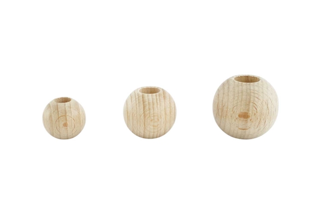 Boules en bois percée pour macramé - Perles en bois - 10doigts.fr