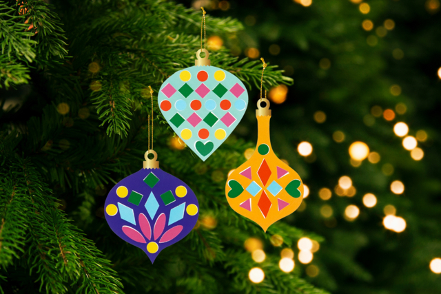 boules en carte forte et gommettes - Kits créatifs de Noël pour les enfants - 10doigts.fr