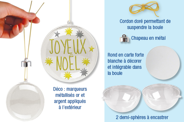 Boules en plastique transparent 3 en 1 - Boules de Noël DIY - 10doigts.fr