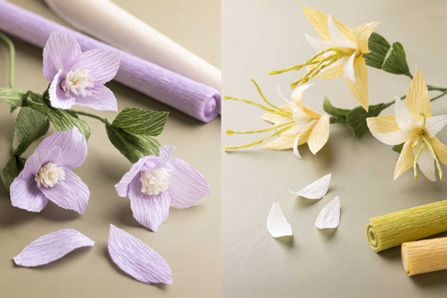 Bouquet fleurs Pastel Printanier à Créer - Fleurs en papier crépon : créez des bouquets éternels - 10doigts.fr