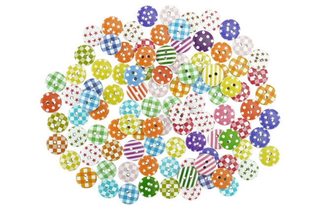 Bouton bois coloré - Boutons fantaisie et décoratifs pour tous vos DIY - 10doigts.fr