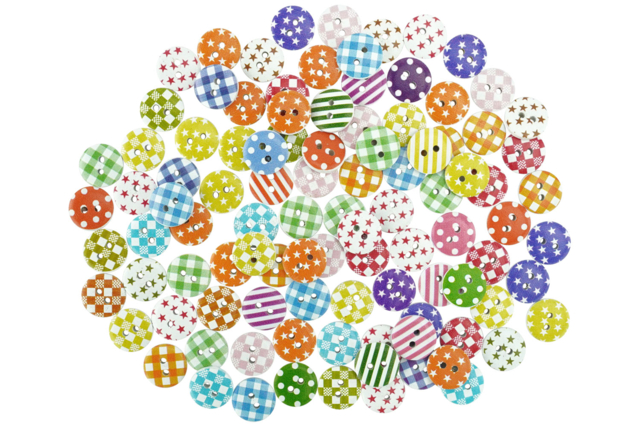 Bouton bois motifs imprimés - Boutons fantaisie et décoratifs pour tous vos DIY - 10doigts.fr