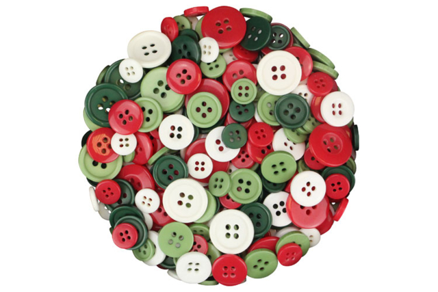 Boutons ronds en plastique couleurs de Noël - Boutons fantaisie et décoratifs pour tous vos DIY - 10doigts.fr