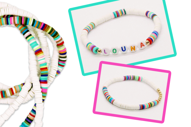 Bracelet avec des perles Heishi - Perles Heishi et coquillages - 10doigts.fr