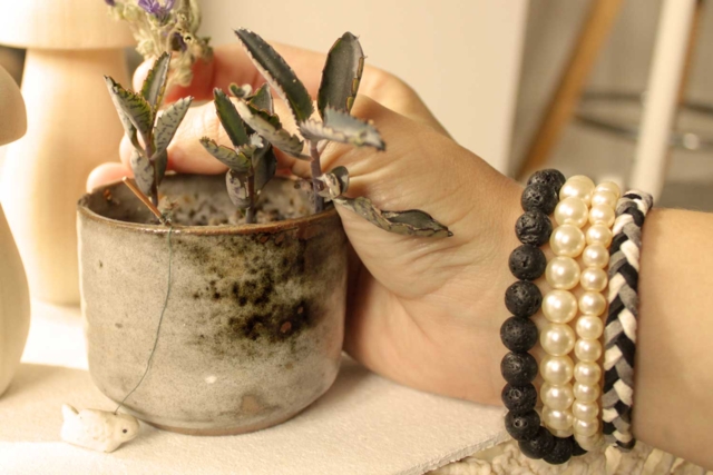 bracelet femme lave - Perles Naturelles - 10doigts.fr