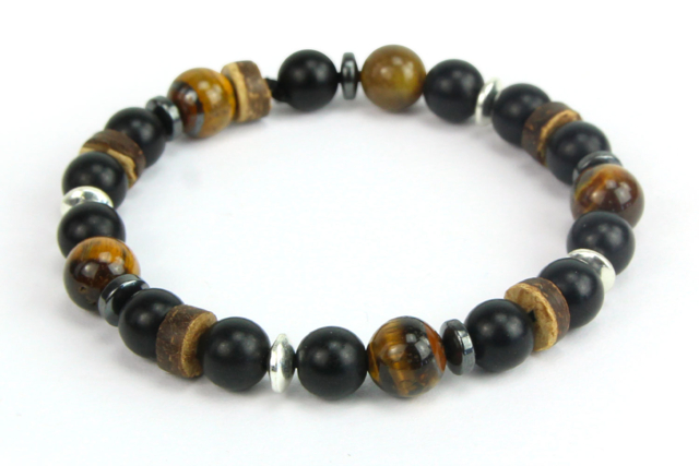 bracelet homme - Perles Tons Neutres - 10doigts.fr