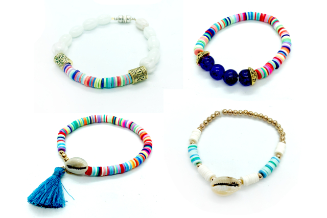 bracelet multicolore été heishi - Perles Heishi et coquillages - 10doigts.fr