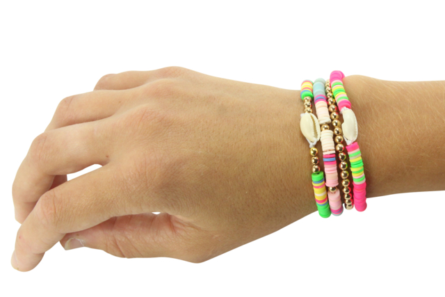 bracelet multirangs heishi - Perles Heishi et coquillages - 10doigts.fr