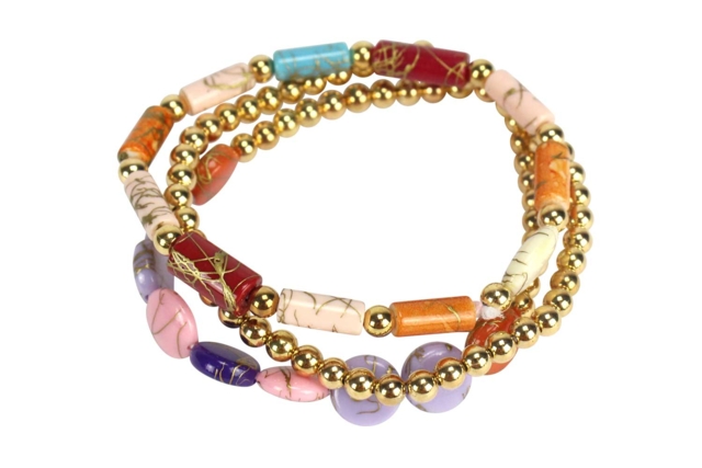 bracelet perle spalter et perles dorées - Perles Acrylique - 10doigts.fr