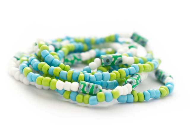 bracelet perles rocailles vert bleu - Perles Rocaille - 10doigts.fr