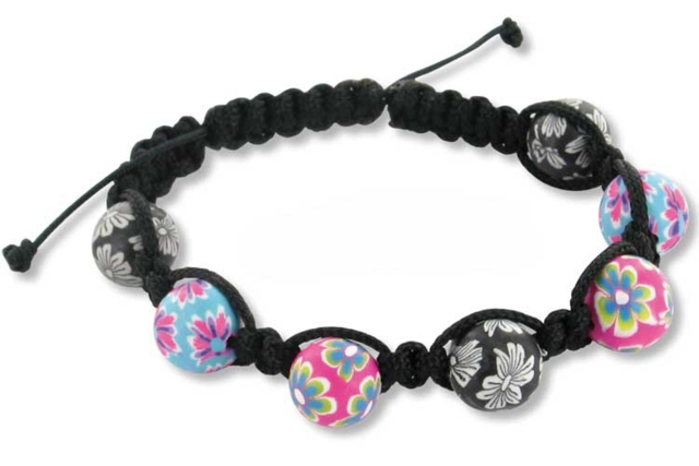 bracelet Perles rondes Millefiori - 50 perles - Bijoux Shamballas - 10doigts.fr