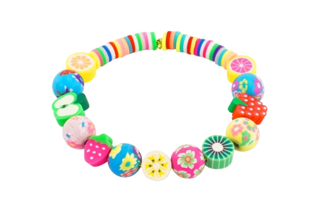 bracelet perles rondes millfiori - Perles Pâte polymère - 10doigts.fr