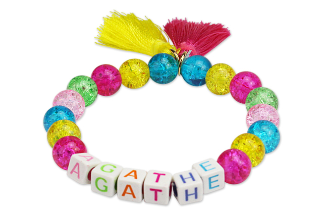 Bracelet prénom aux couleurs acidulées - Perles Verre - 10doigts.fr