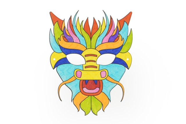 Brcicolage enfant Dragon masque - Masques créatifs enfants - 10doigts.fr