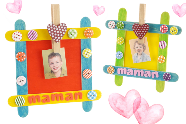 Cadre bâtonnets "Maman" - Boutons fantaisie et décoratifs pour tous vos DIY - 10doigts.fr