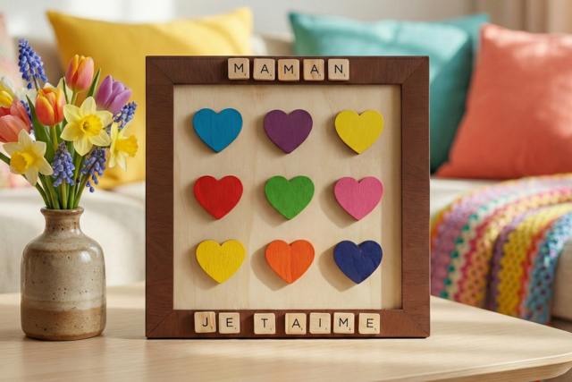 cadre coeur en bois à décorer - Objets pour le bureau : personnalisez votre espace de travail - 10doigts.fr
