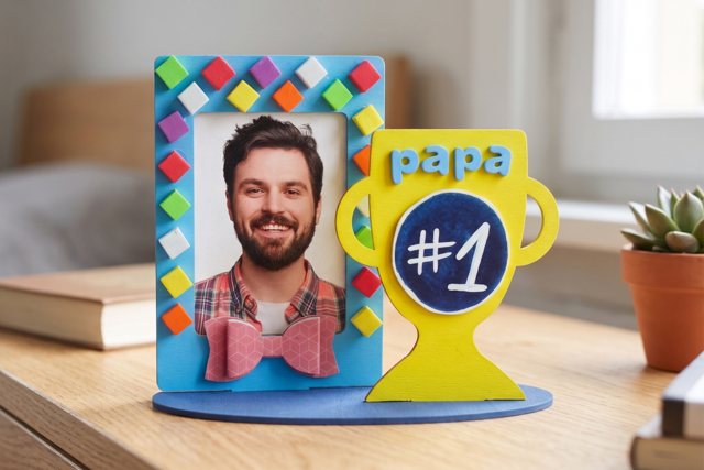cadre DIY fête des pères - Cadres photo en bois à décorer - 10doigts.fr