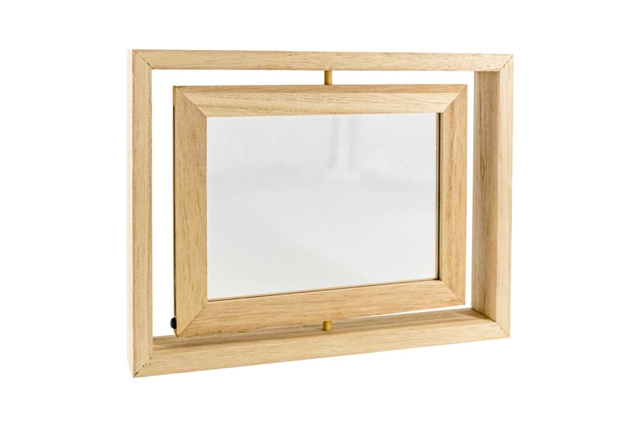 Cadre double bois face pivotant, fenêtre acrylique  - Cadres photo en bois à décorer - 10doigts.fr