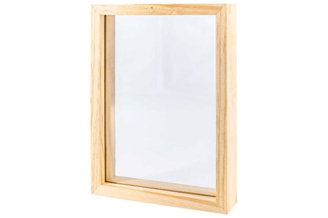 Cadre double face en bois 11,8 x 16 x 2,8 cm - Cadres photo en bois à décorer - 10doigts.fr