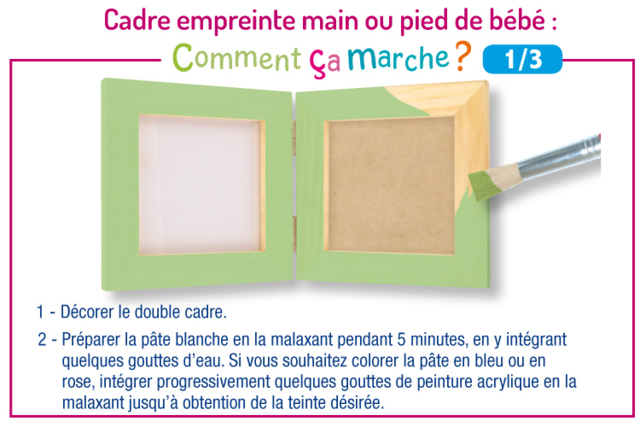 Cadre empreinte main ou pied de bébé - Empreinte - Modelage et moulage - 10doigts.fr