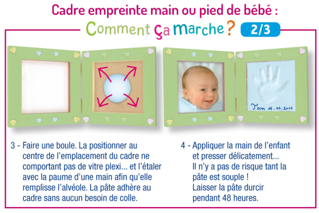 Cadre empreinte main ou pied de bébé - Empreinte - Modelage et moulage - 10doigts.fr