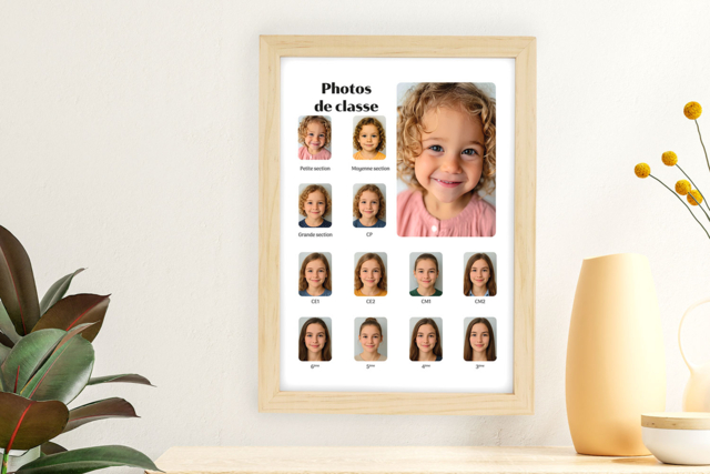 Cadre en bois "Photos de classe" - Cadres et clips photos : des supports uniques pour afficher vos souvenirs - 10doigts.fr