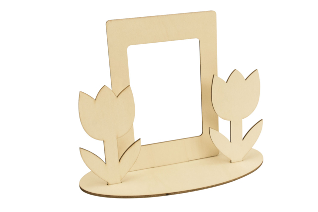 cadre en bois tulipe - Cadres photo en bois à décorer - 10doigts.fr