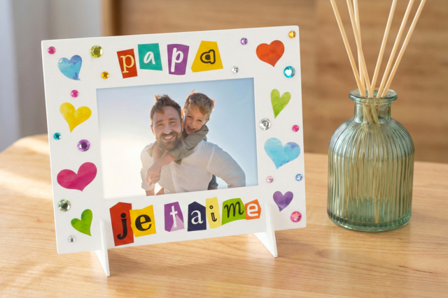 Cadre gommettes et strass - Gommettes Fête des parents : personnaliser vos cadeaux avec amour - 10doigts.fr
