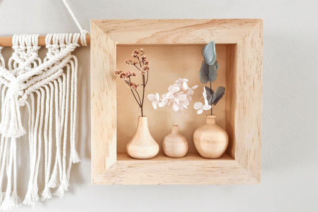 cadre mini vases en bois  - Objets en bois à décorer pour la maison - 10doigts.fr