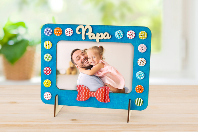 cadre papa bleu - Décorations en bois brut : tranches et bois naturel déco - 10doigts.fr