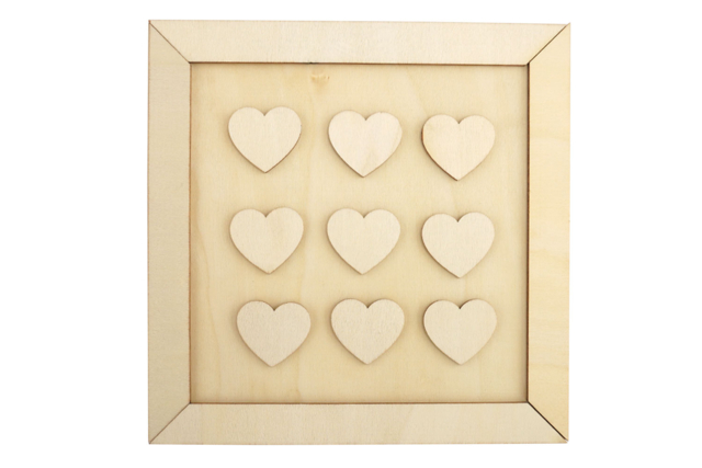 Cadre petits coeurs en bois à décorer - Objets pour le bureau : personnalisez votre espace de travail - 10doigts.fr