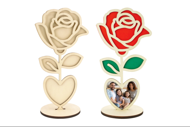 Cadre photo Rose Adorable en bois à monter - Cadres et clips photos : des supports uniques pour afficher vos souvenirs - 10doigts.fr