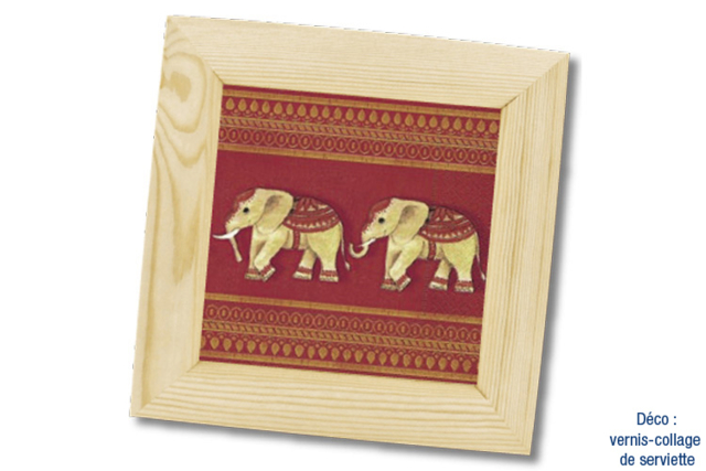 Cadre photo vide poche carré deco elephant - Cadres photo en bois à décorer - 10doigts.fr