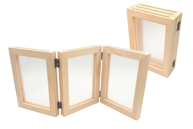 Cadre triptyque double face en bois  - Cadres photo en bois à décorer - 10doigts.fr