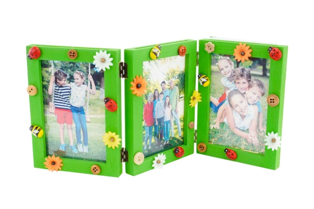 Cadre triptyque famille - Cadres photo en bois à décorer - 10doigts.fr