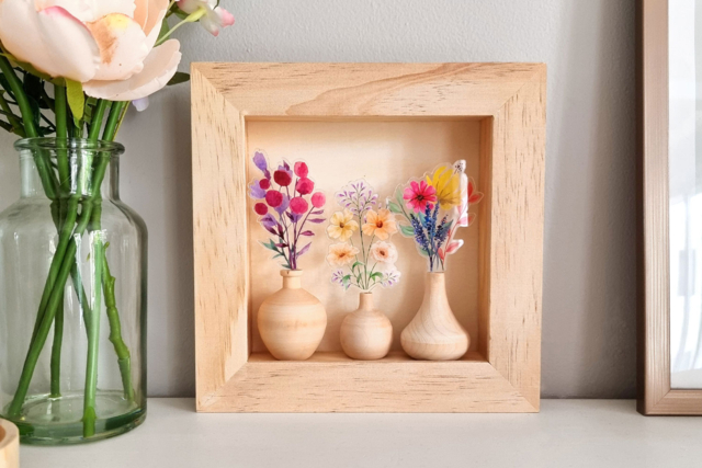 cadre vitrine fleurs - Cadres photo en bois à décorer - 10doigts.fr