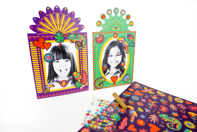 Cadres mexicains gommettes strass - Kits créatifs avec gommettes : le plein d’idées pour les petits artistes - 10doigts.fr