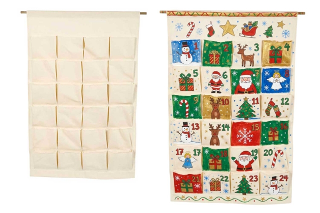 calendrier de l'avent poches - Coton, lin - Textiles - 10doigts.fr