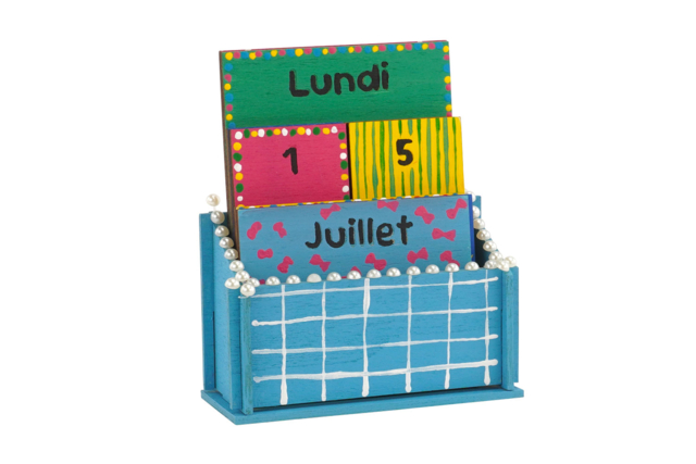 Calendrier perpétuel en bois à peindre - Objets en bois à décorer pour le bureau - 10doigts.fr