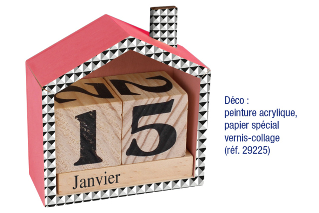 Calendrier perpétuel maison - Objets en bois à décorer pour le bureau - 10doigts.fr